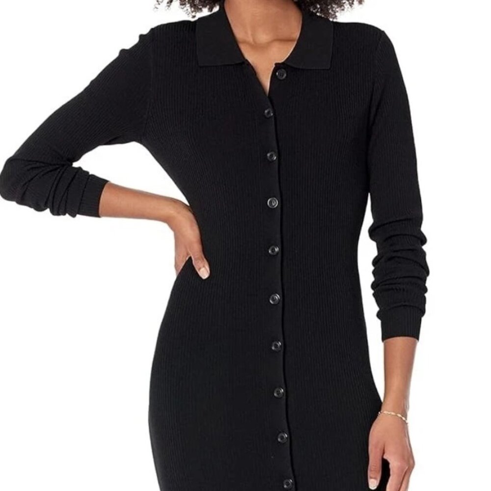Amazon The Drop Jaxon Rib Button Down Sweater Dress, Black, Size XS